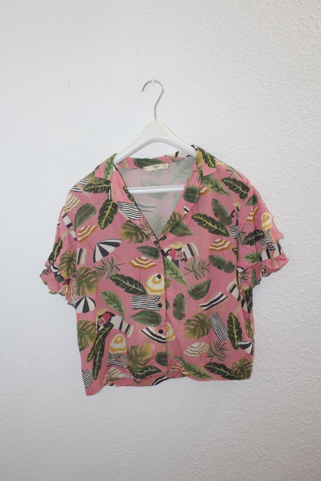 Camisa Mango Estampada Tropical Talla S