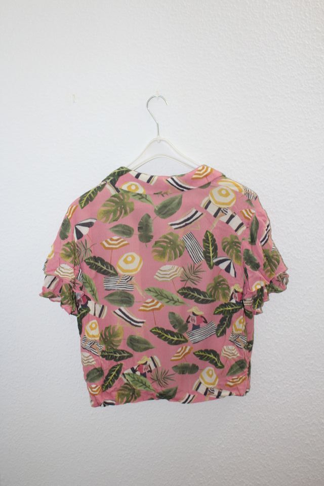 Camisa Mango Estampada Tropical Talla S