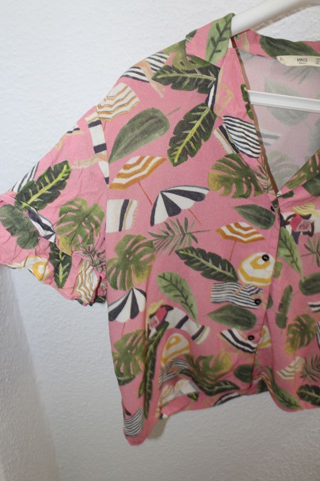 Camisa Mango Estampada Tropical Talla S