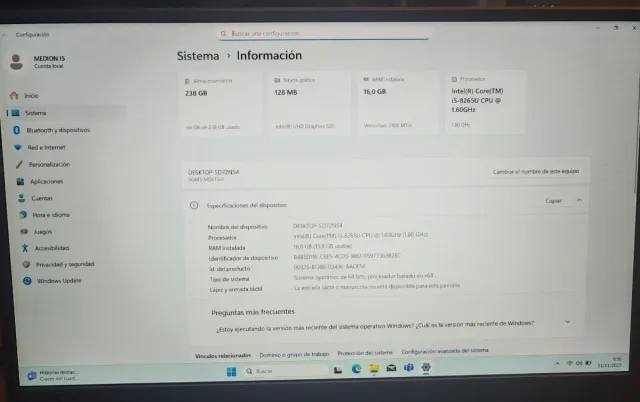 Portátil Medion i5 8ª Gen Gris
