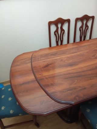 Mesa comedor madera extensible + 6 sillas