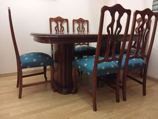 Mesa comedor madera extensible + 6 sillas
