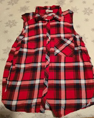 Blusa sin mangas a cuadros roja