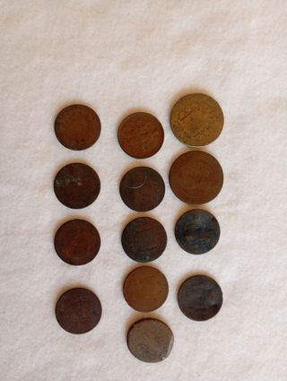 13 monedas-chapas  Alfonso XII y XIII 2ª República