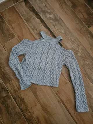 Jersey Zara Celeste Hombros Descubiertos