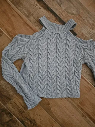 Jersey Zara Celeste Hombros Descubiertos