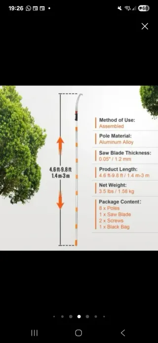Sierra de podar telescópica