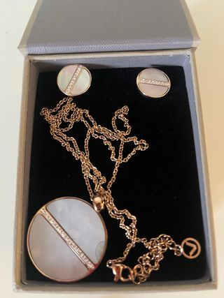 Conjunto Colgante y Pendientes Oro Rosa Viceroy