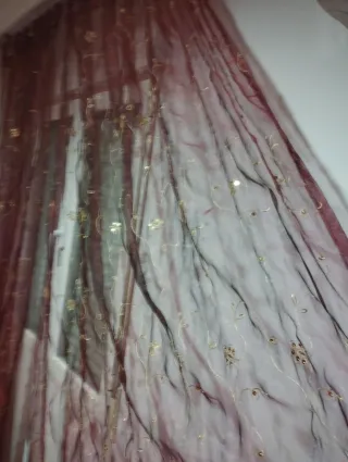 Cortina visillo tela bordada