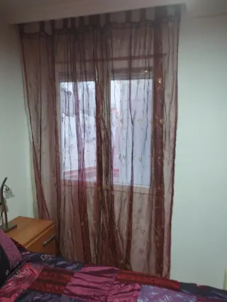 Cortina visillo tela bordada