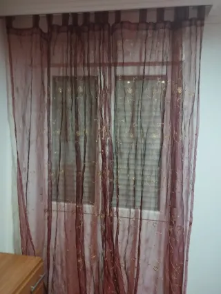 Cortina visillo tela bordada