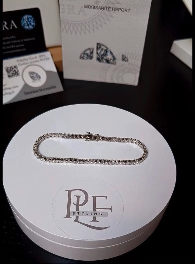 Bracciale Tennis Argenti e Moissanite - 17 cm