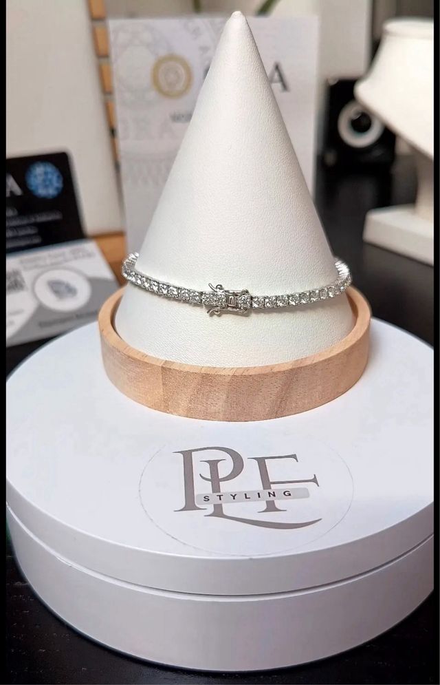 Bracciale Tennis Argenti e Moissanite - 17 cm