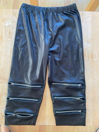 Mallas polipiel negras con cremalleras