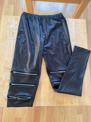 Mallas polipiel negras con cremalleras