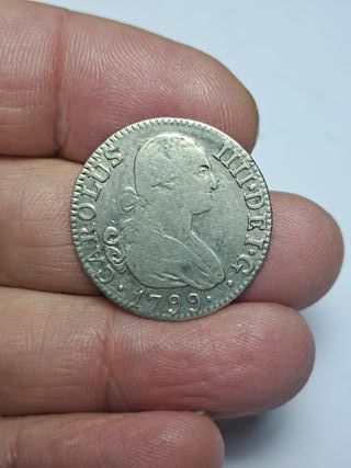 CARLOS IV 2 REALES PLATA 1799 MADRID (E875)