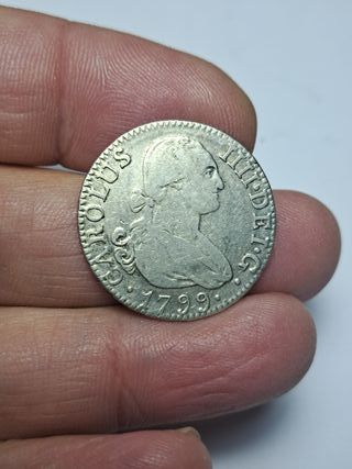 CARLOS IV 2 REALES PLATA 1799 MADRID (E875)