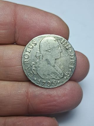 CARLOS IV 2 REALES PLATA 1795 SEVILLA (E876)