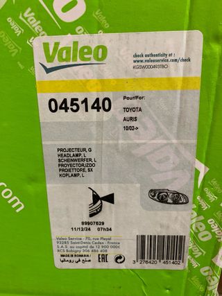 Faro Delantero Izquierdo Valeo Toyota Auris 045140