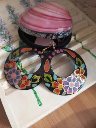 Pendientes Aro Florales Multicolor