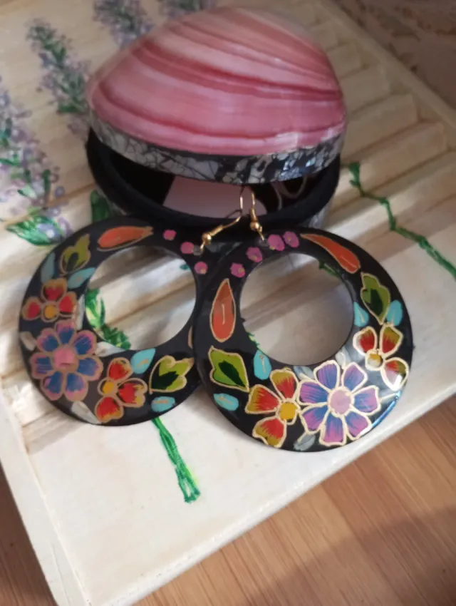 Pendientes Aro Florales Multicolor