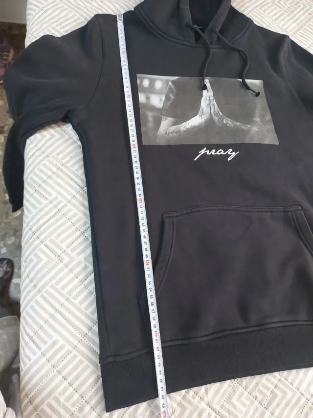 Sudadera Negra con Capucha Pray Talla M