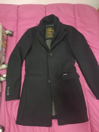 Abrigo paño Pull&Bear negro