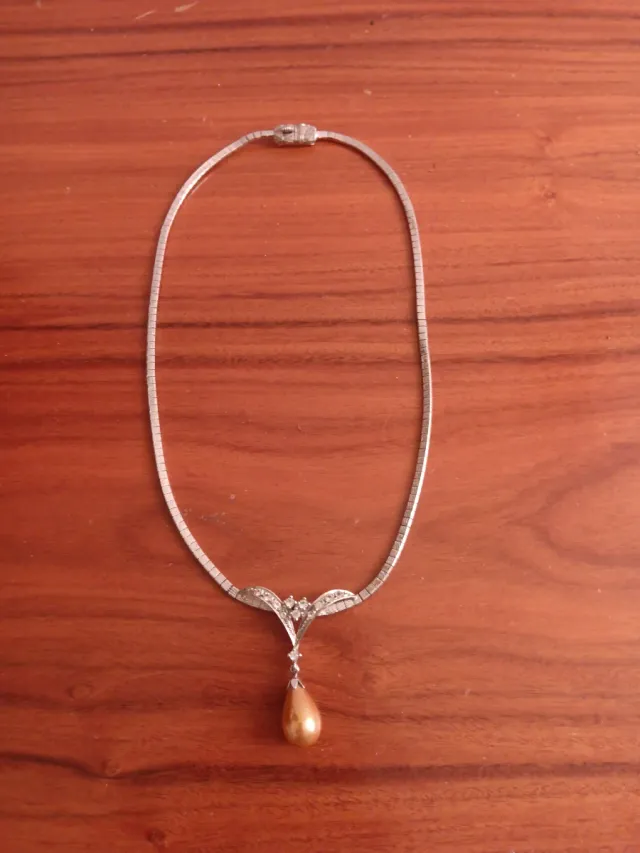 Cadena Plata 925 con Perla Dorada