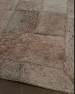 Alfombra Piel Vaca Auténtica blanca/Marrón