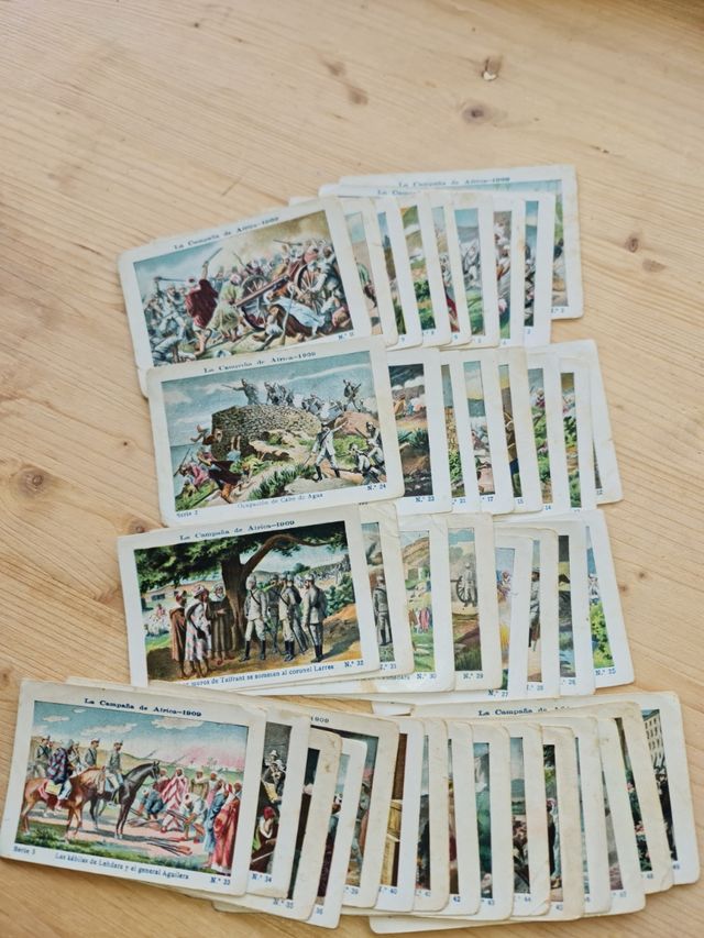 Lote 40 cromos antiguos La Campaña de África 1909