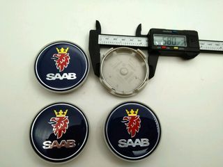 4 Centros de rueda SAAB 62mm negro