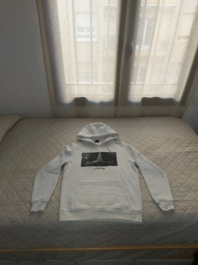 Sudadera con capucha blanca Pray Talla M