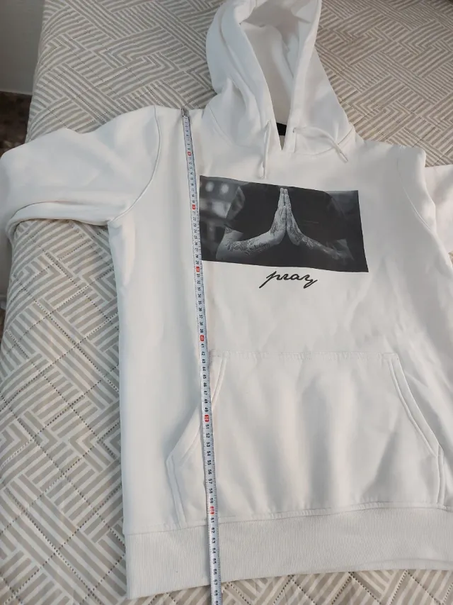 Sudadera con capucha blanca Pray Talla M