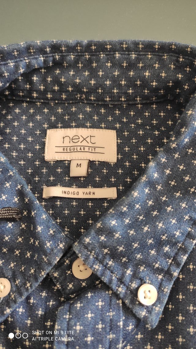 Camicia uomo Next fantasia blu e bianca