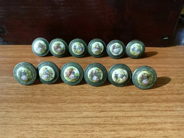 Tiradores Vintage Porcelana y Metal (12 uds)