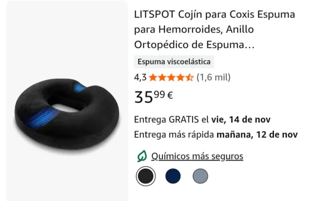 Cojín Litspot, para Coxis, Hemorroides, Etc.