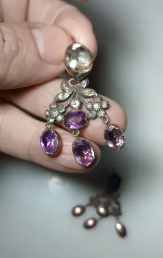 Pendientes Plata y Oro S. XVIII Amatistas