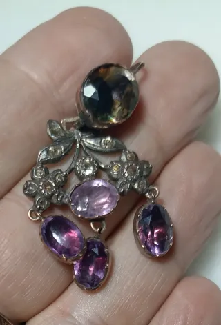 Pendientes Plata y Oro S. XVIII Amatistas