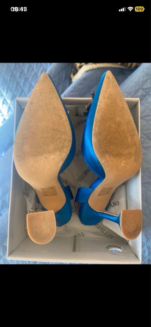 Décolleté donna blu con strass tg 37