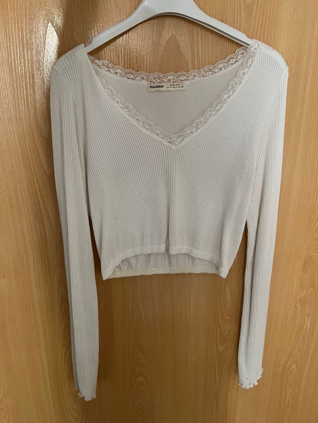 Camisa Pull&Bear manga larga encaje