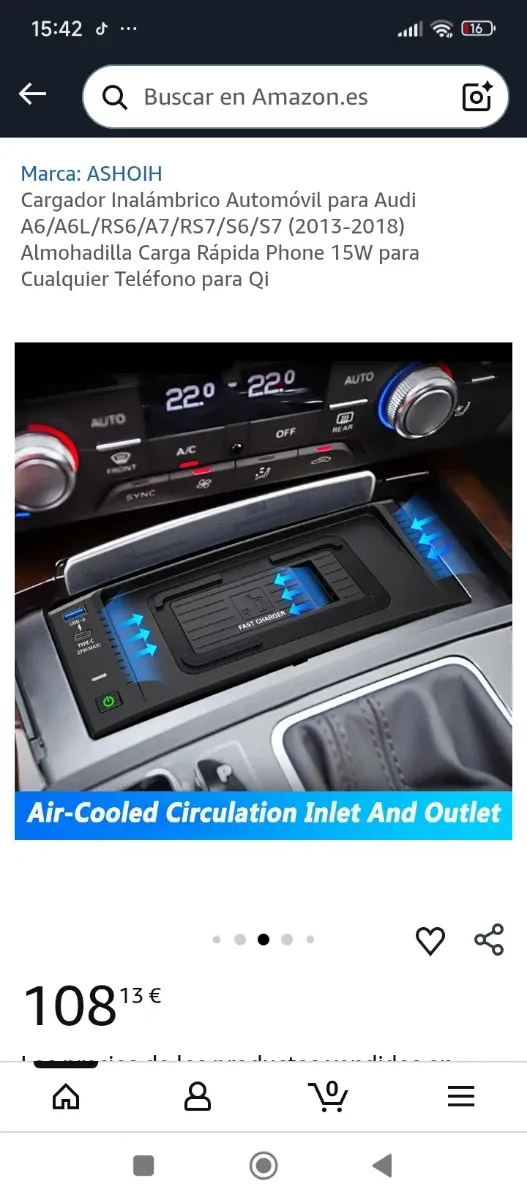 Cargador Inalámbrico Coche Audi A6/A7/S6/S7