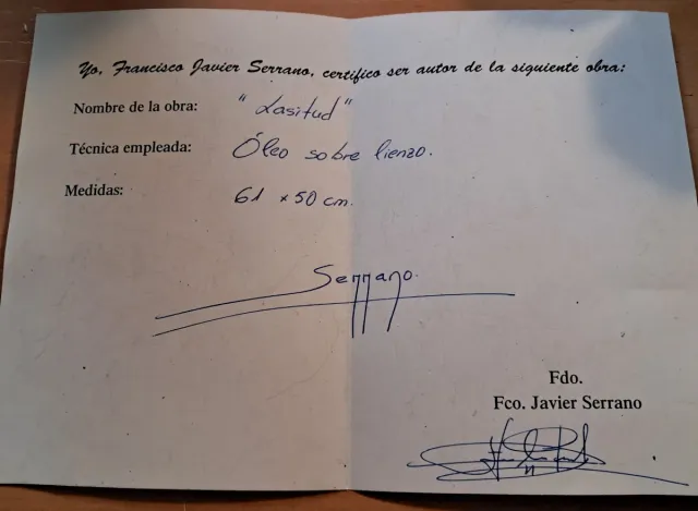 Óleo "Lasitud". Francisco Javier Serrano