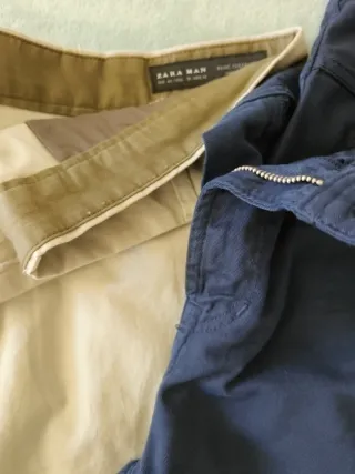 Pantalones Zara Hombre Beige y Azul
