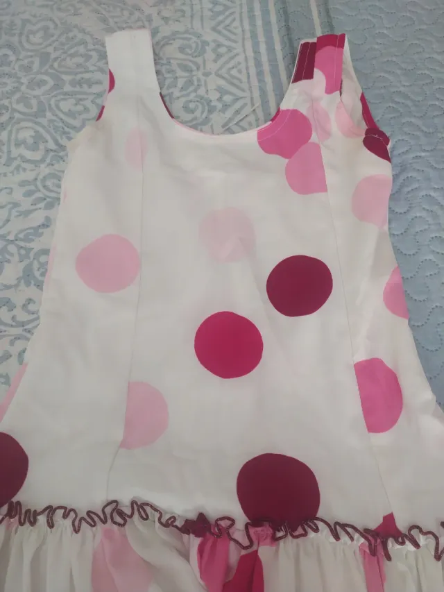 Vestido Flamenco Lunares Rosa y Blanco