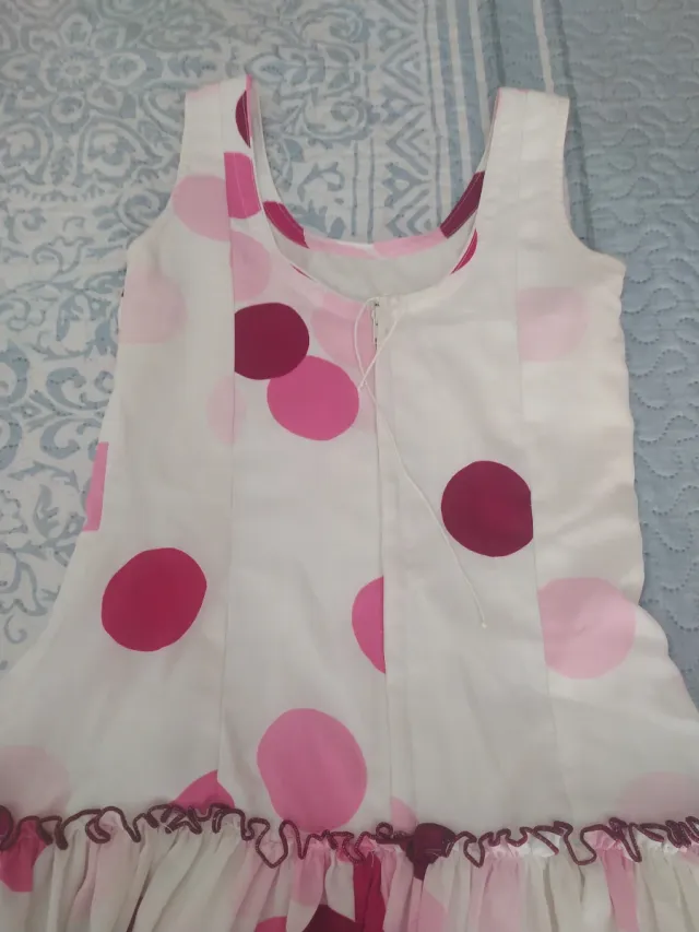 Vestido Flamenco Lunares Rosa y Blanco