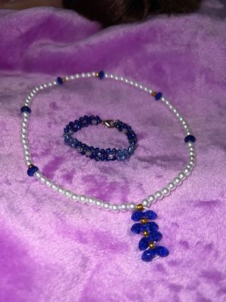Conjunto collar y pulsera de perlas y cuentas