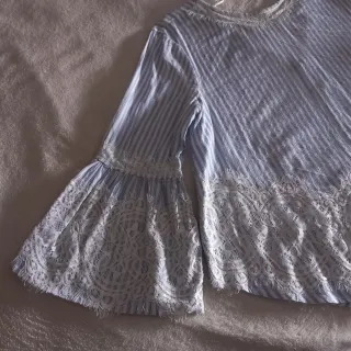 Blusa ZARA Rayas Encaje Talla M