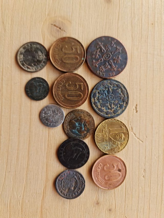 Lote 12 monedas antiguas españolas