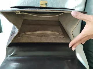 Bolso Piel Cocodrilo Vintage Marrón Dorado,