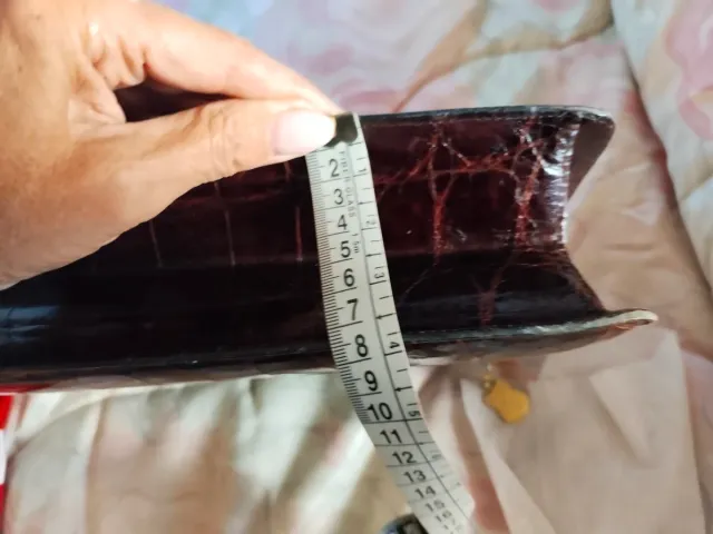 Bolso Piel Cocodrilo Vintage Marrón Dorado,